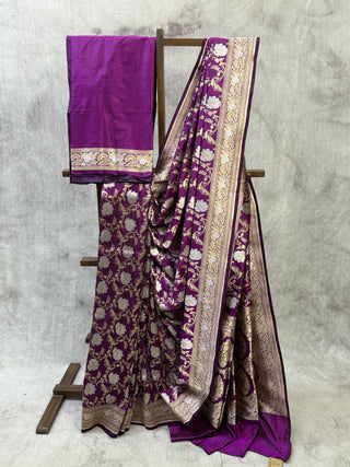 Purple Banarasi Silk Saree-SRPBSS220
