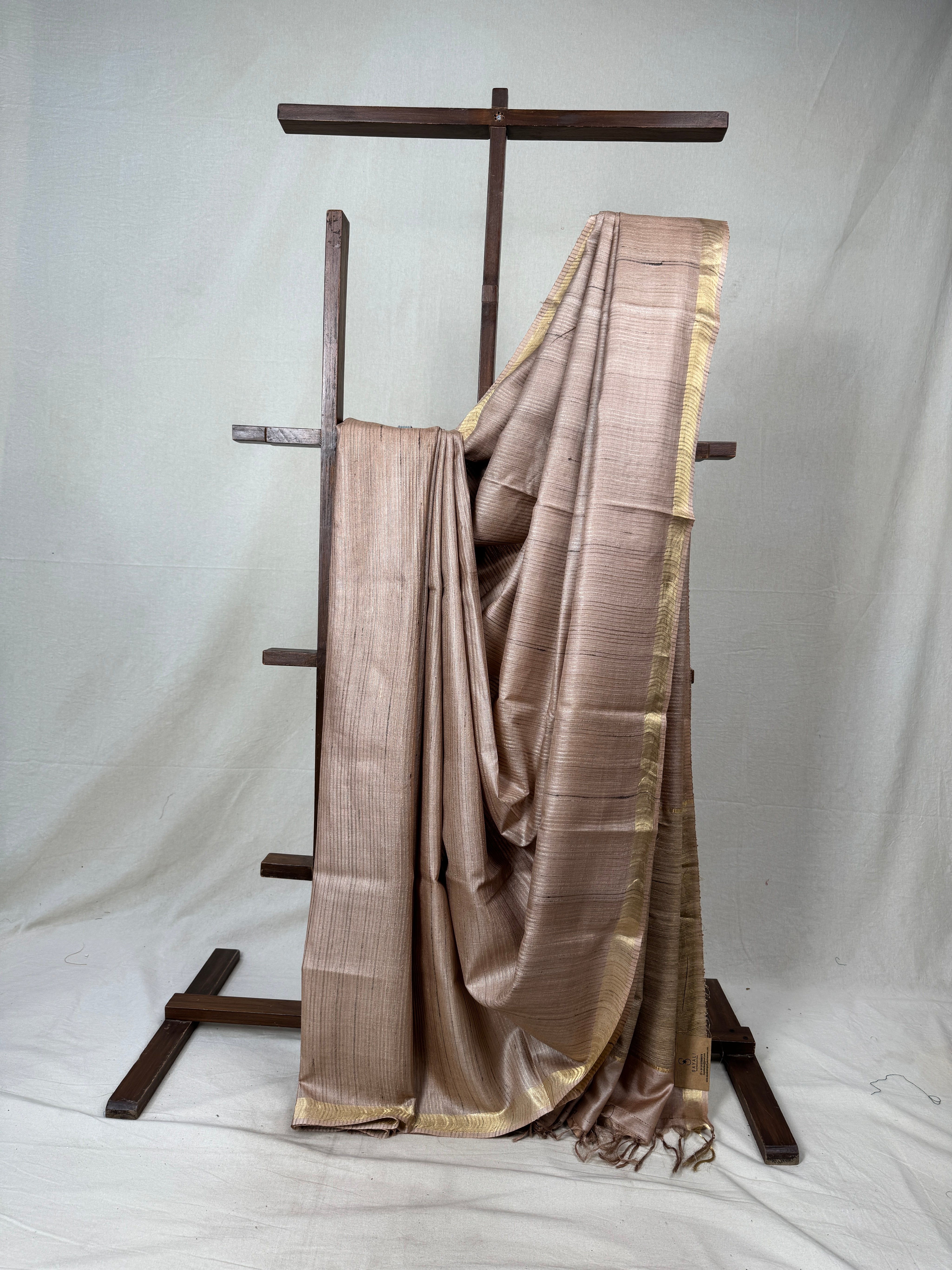 Light Peach Tussar Silk Saree - SRLPTSS1742