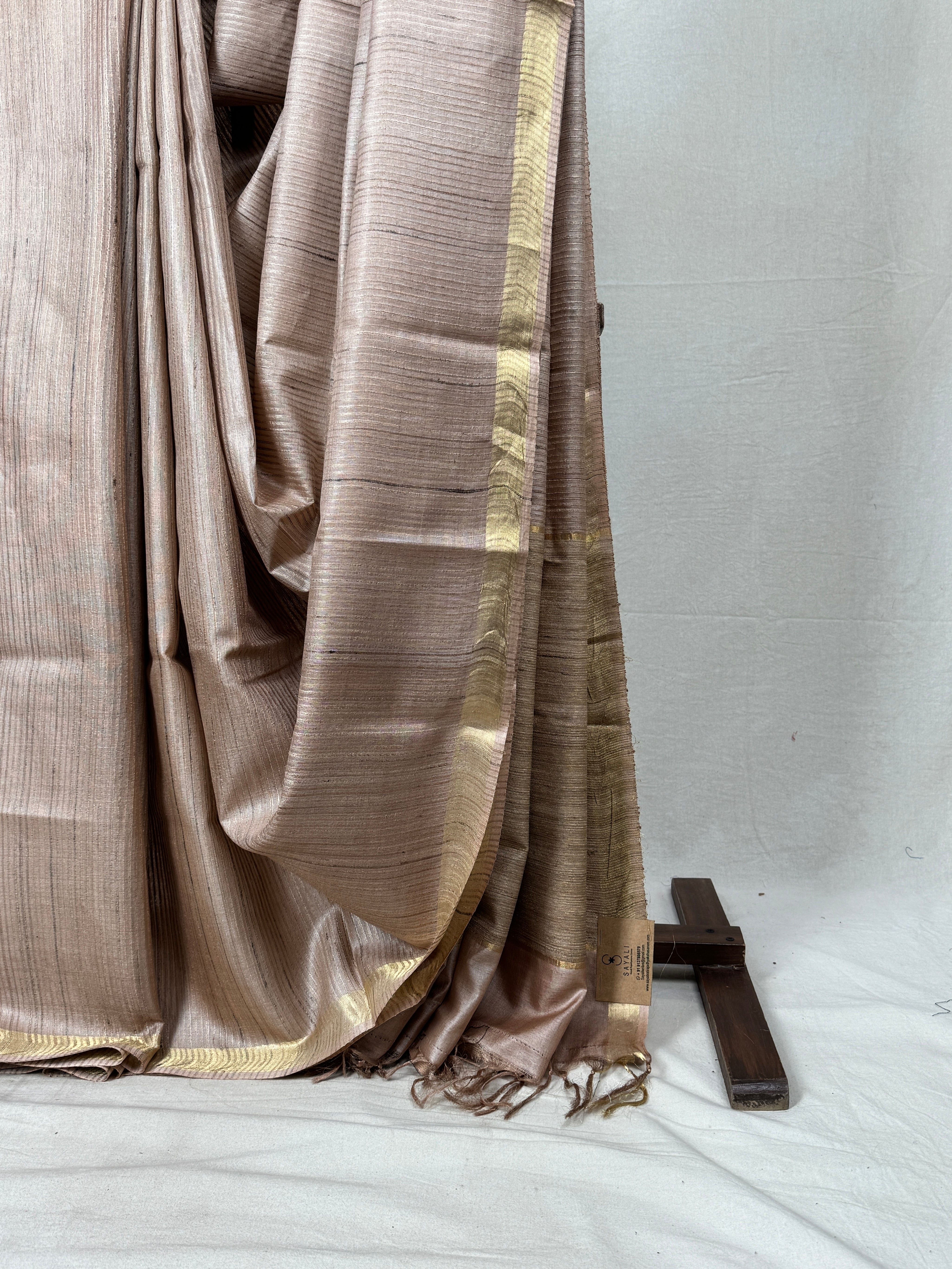Light Peach Tussar Silk Saree - SRLPTSS1742