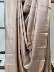 Light Peach Tussar Silk Saree - SRLPTSS1742
