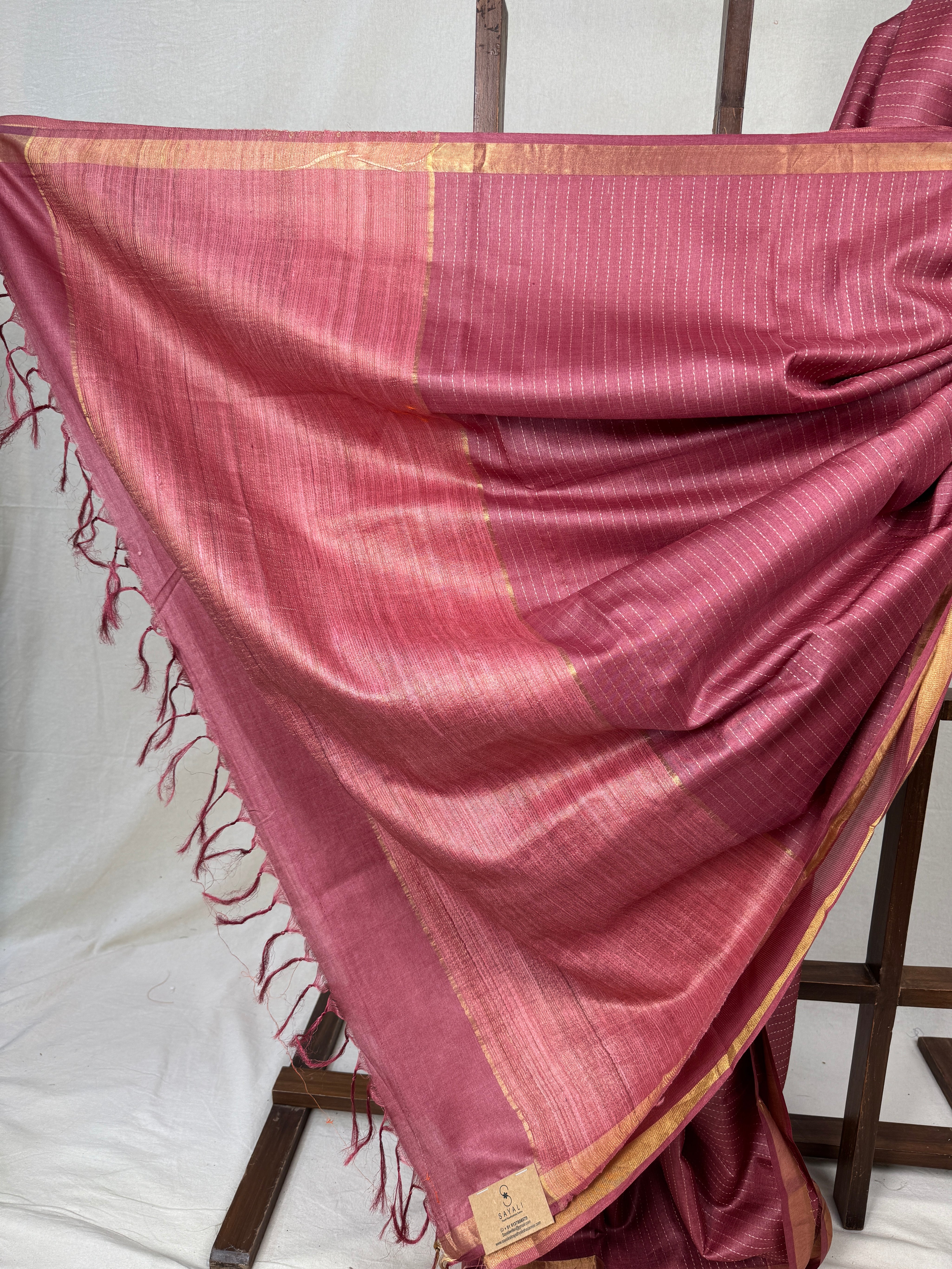 Pink Tussar Silk Saree - SRPTSS1750