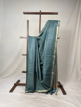 Green-Grey Tussar Silk Saree - SRGGTSS1749