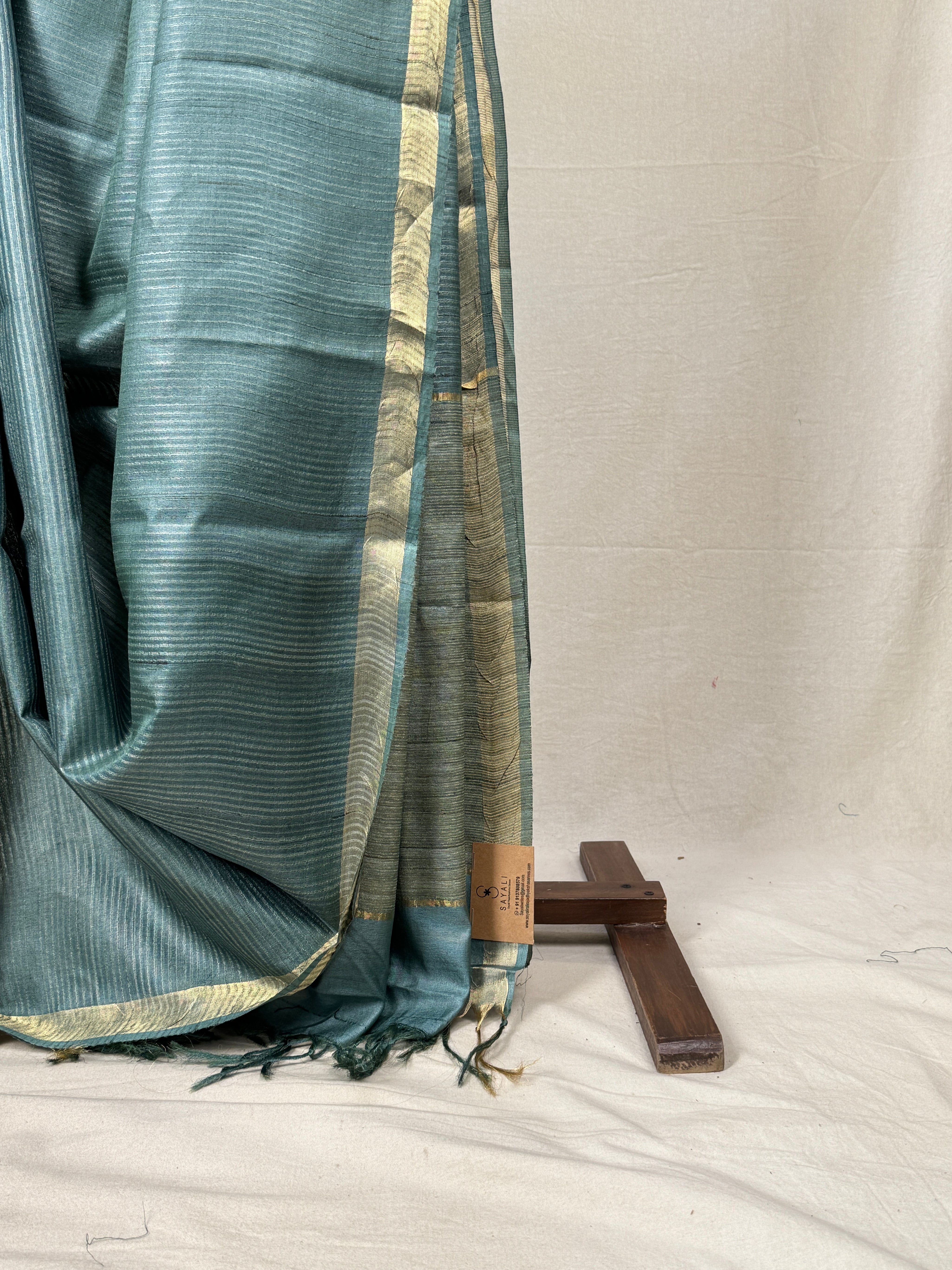 Green-Grey Tussar Silk Saree - SRGGTSS1749