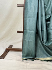 Green-Grey Tussar Silk Saree - SRGGTSS1749