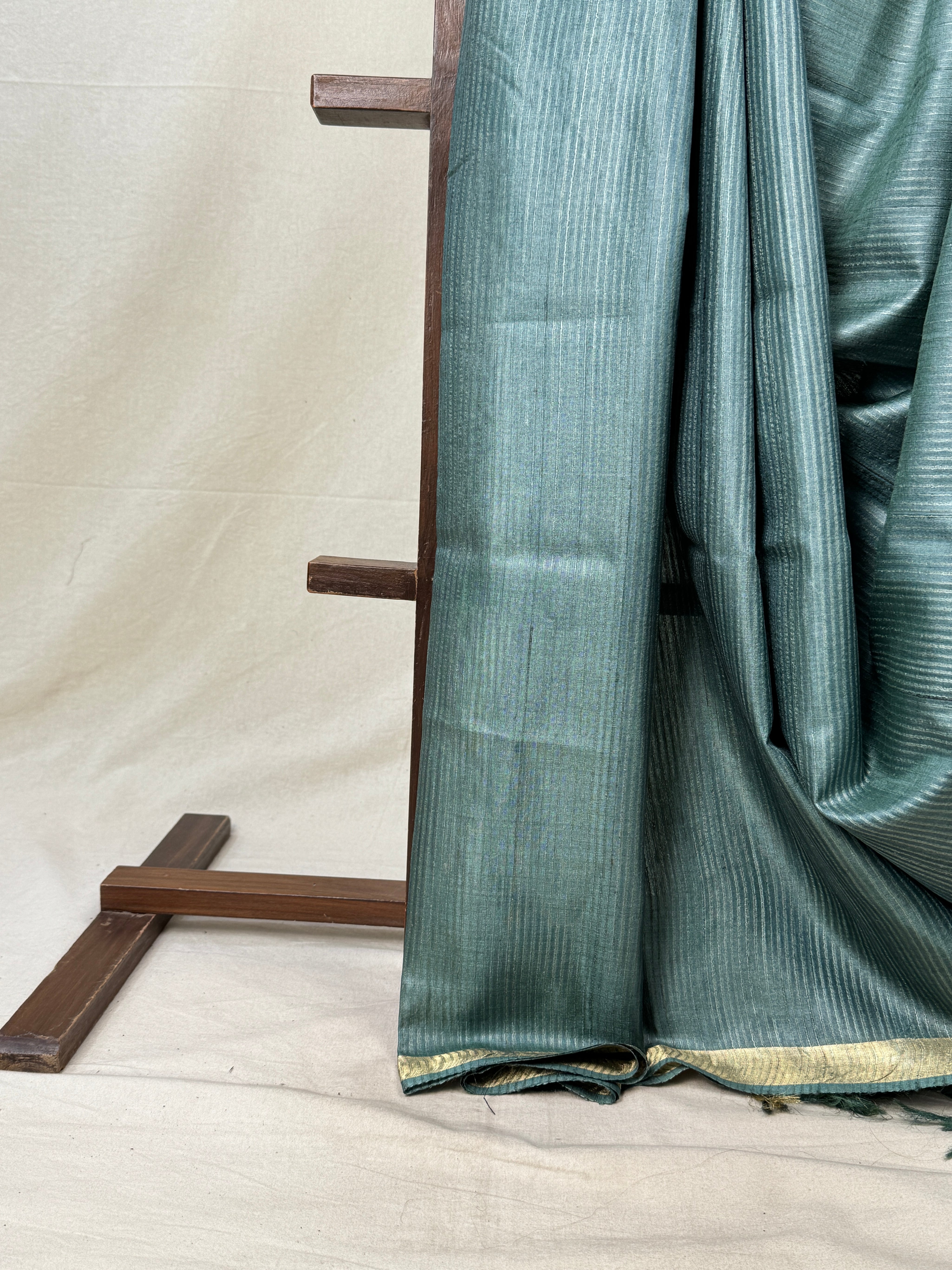 Green-Grey Tussar Silk Saree - SRGGTSS1749