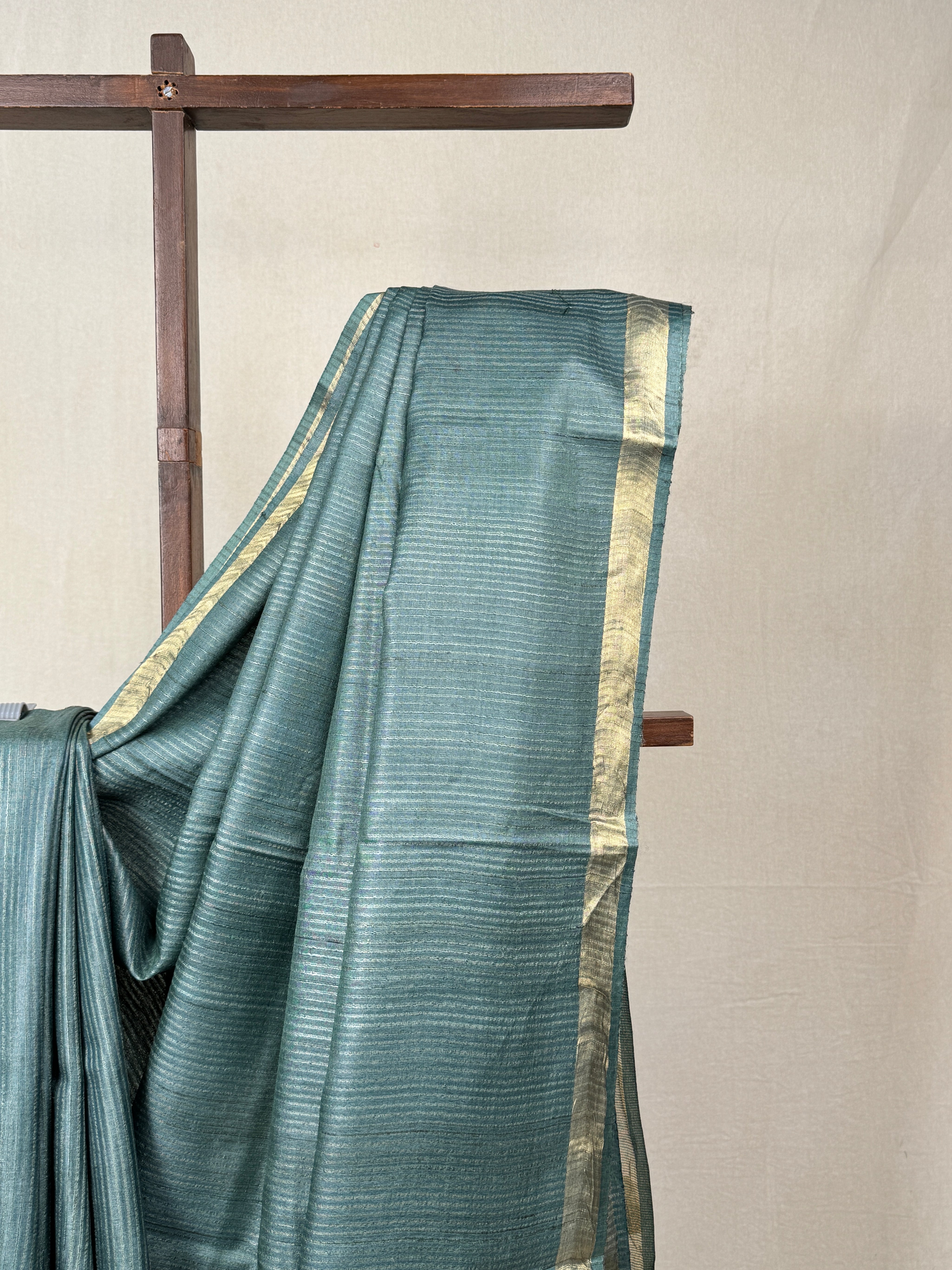 Green-Grey Tussar Silk Saree - SRGGTSS1749