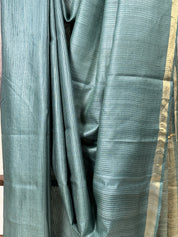 Green-Grey Tussar Silk Saree - SRGGTSS1749
