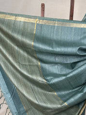 Green-Grey Tussar Silk Saree - SRGGTSS1749
