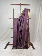 Dark Purple Tussar Silk Saree - SRDPTSS1731