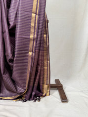 Dark Purple Tussar Silk Saree - SRDPTSS1731