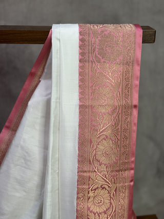 White Banarasi Silk Saree-SRWBSS235