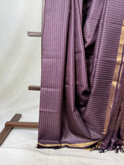 Dark Purple Tussar Silk Saree - SRDPTSS1731