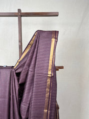 Dark Purple Tussar Silk Saree - SRDPTSS1731