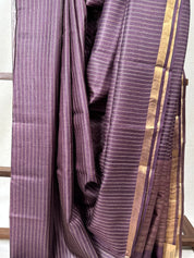 Dark Purple Tussar Silk Saree - SRDPTSS1731