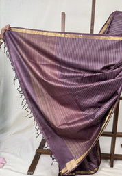 Dark Purple Tussar Silk Saree - SRDPTSS1731
