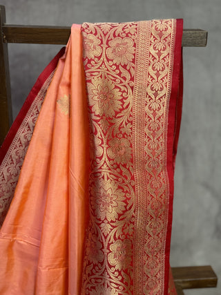 Neon Orange Banarasi Silk Saree-SRNOBSS232