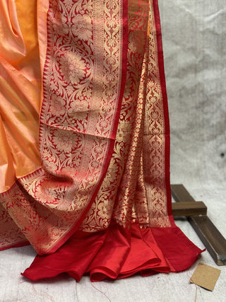 Neon Orange Banarasi Silk Saree-SRNOBSS232