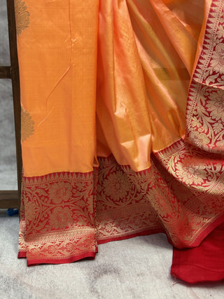 Neon Orange Banarasi Silk Saree-SRNOBSS232