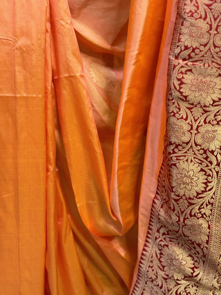 Neon Orange Banarasi Silk Saree-SRNOBSS232