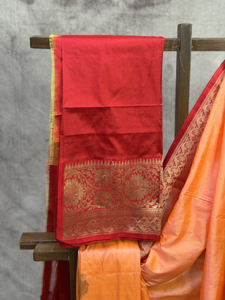 Neon Orange Banarasi Silk Saree-SRNOBSS232