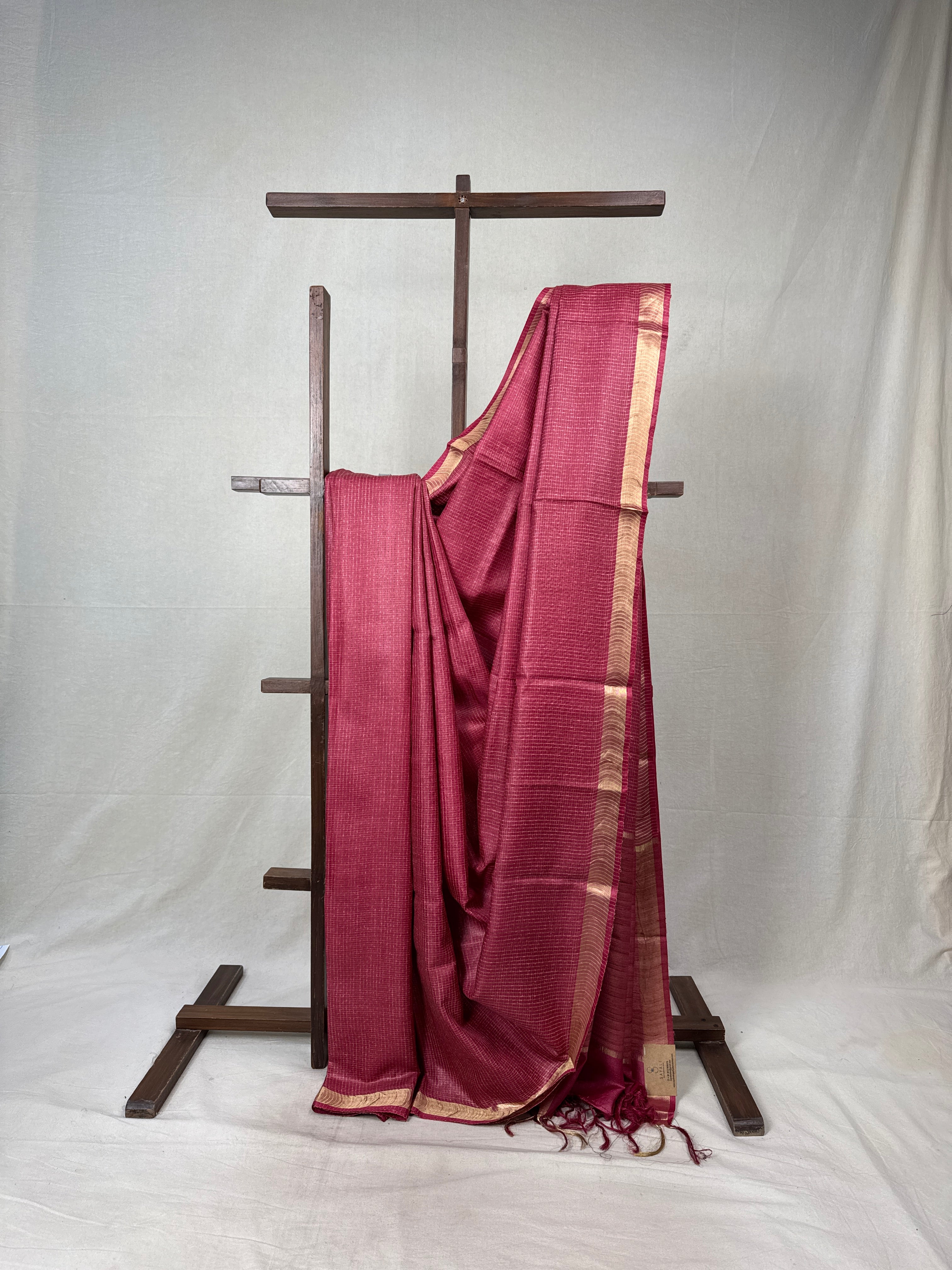 Fuchsia Pink Tussar Silk Saree - SRFPTSS1736