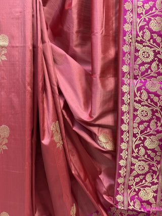 Onion Pink Banarasi Silk Saree-SROPBSS236