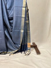 Blue Tussar Silk Saree - SRBTSS1740