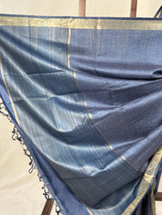 Blue Tussar Silk Saree - SRBTSS1740