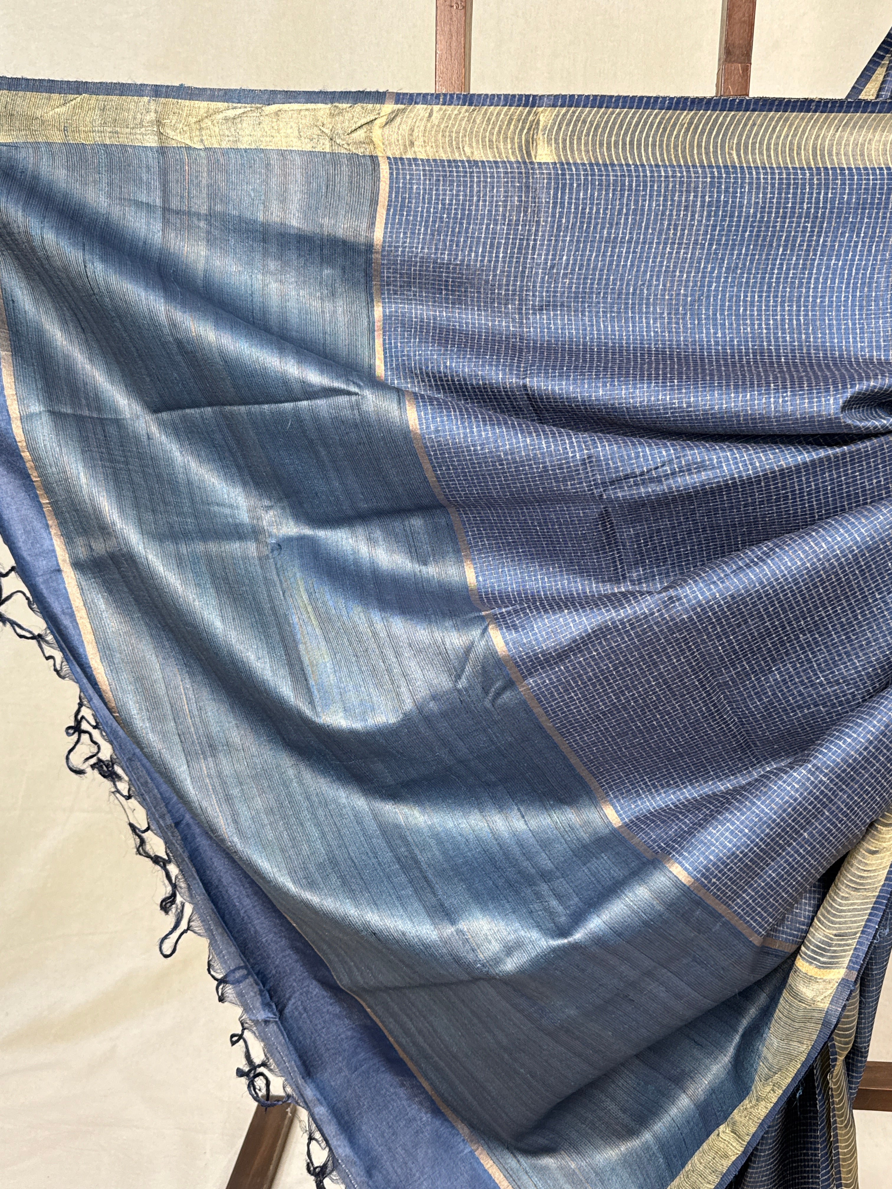 Blue Tussar Silk Saree - SRBTSS1740