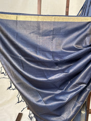 Blue Tussar Silk Saree - SRBTSS1740