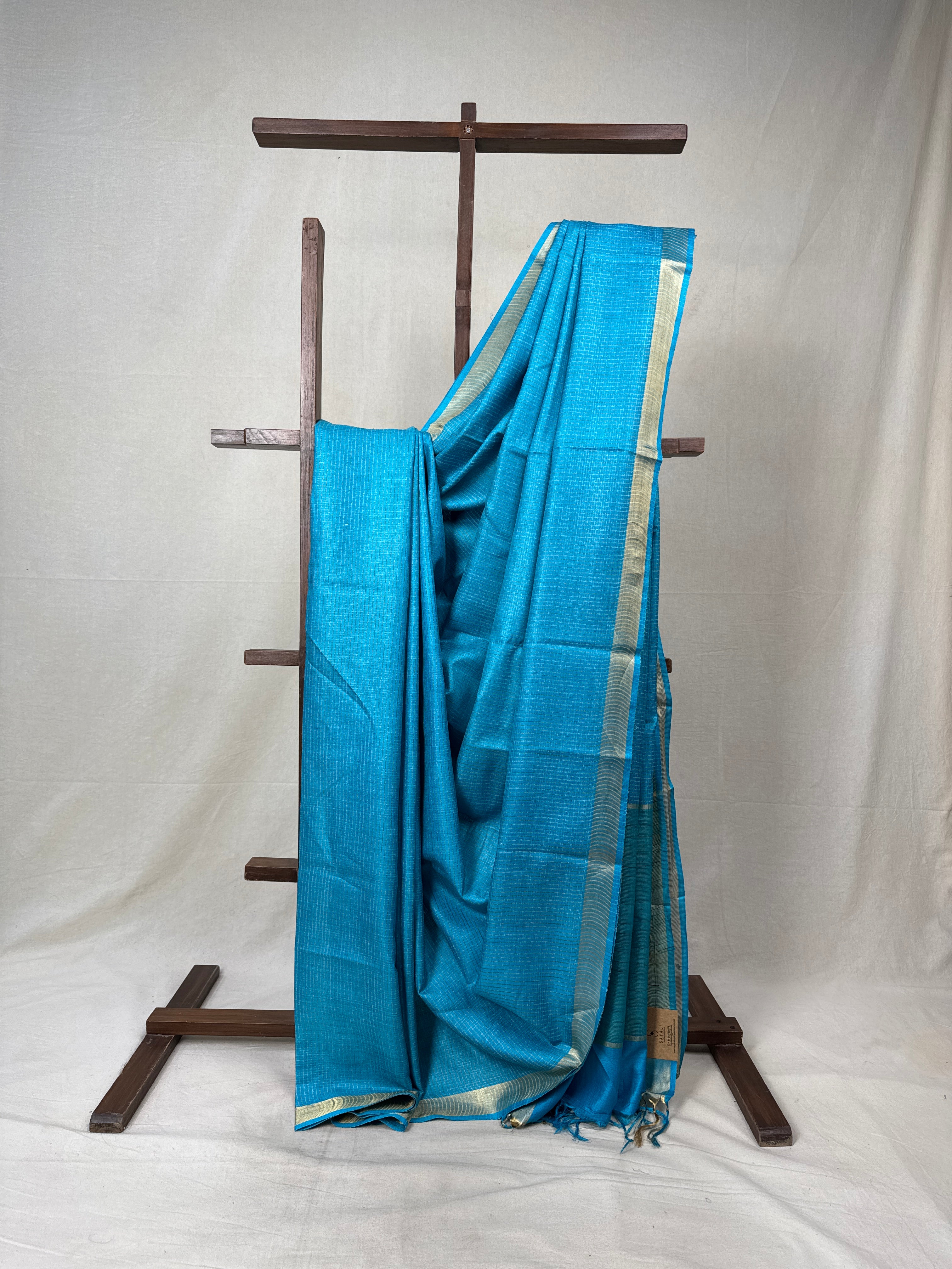 Sky Blue Tussar Silk Saree - SRSBTSS1737