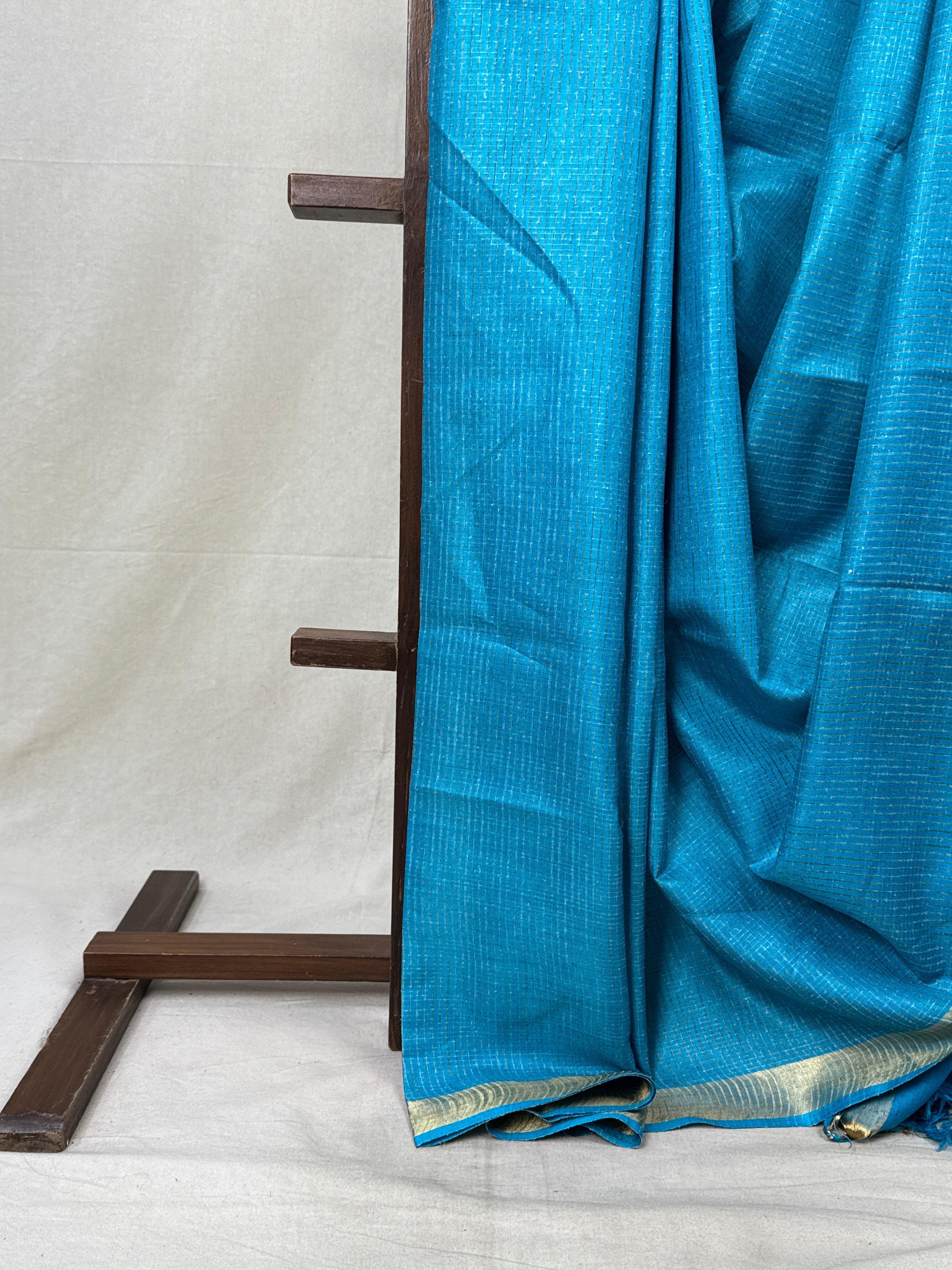 Sky Blue Tussar Silk Saree - SRSBTSS1737
