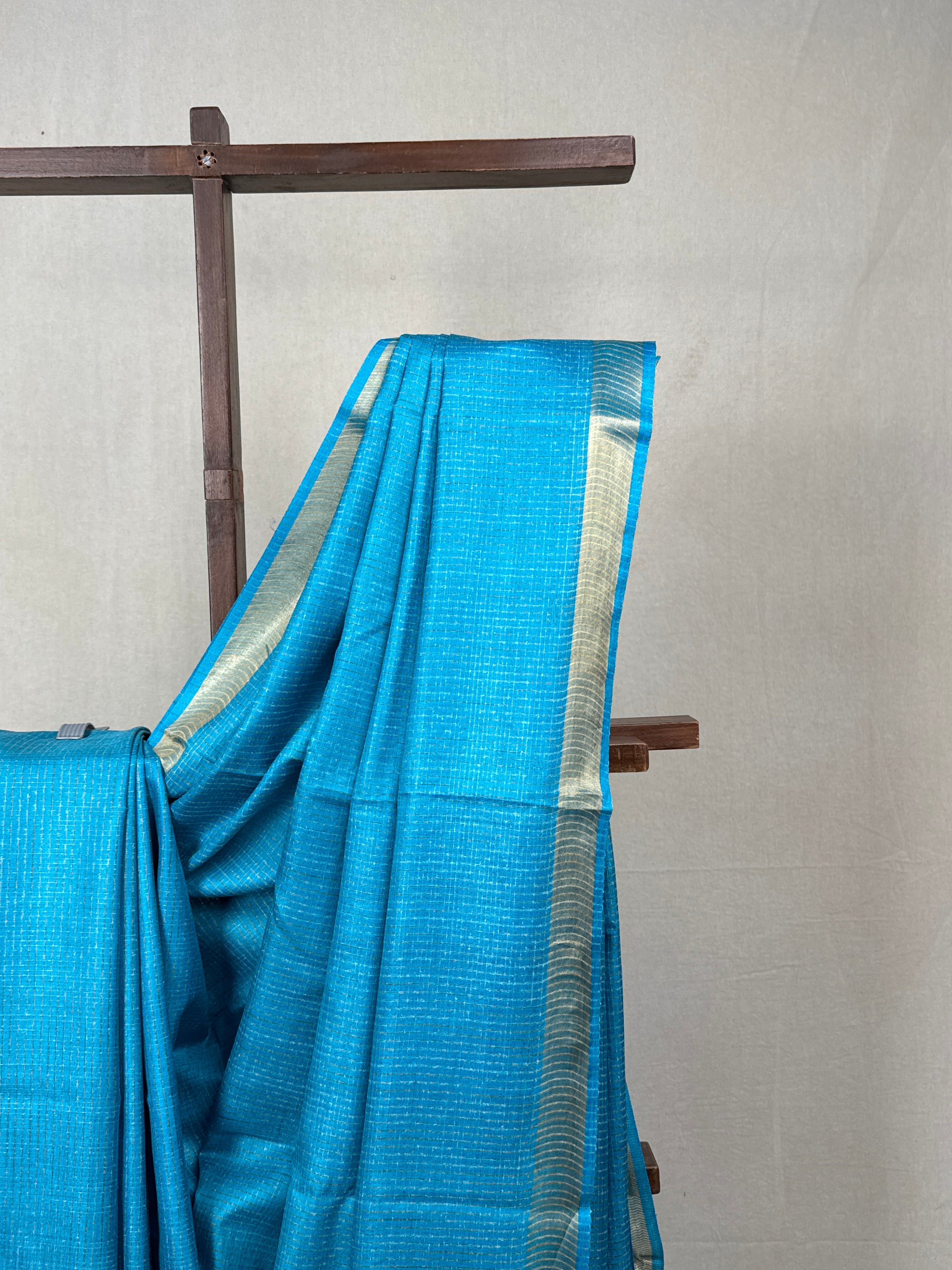Sky Blue Tussar Silk Saree - SRSBTSS1737