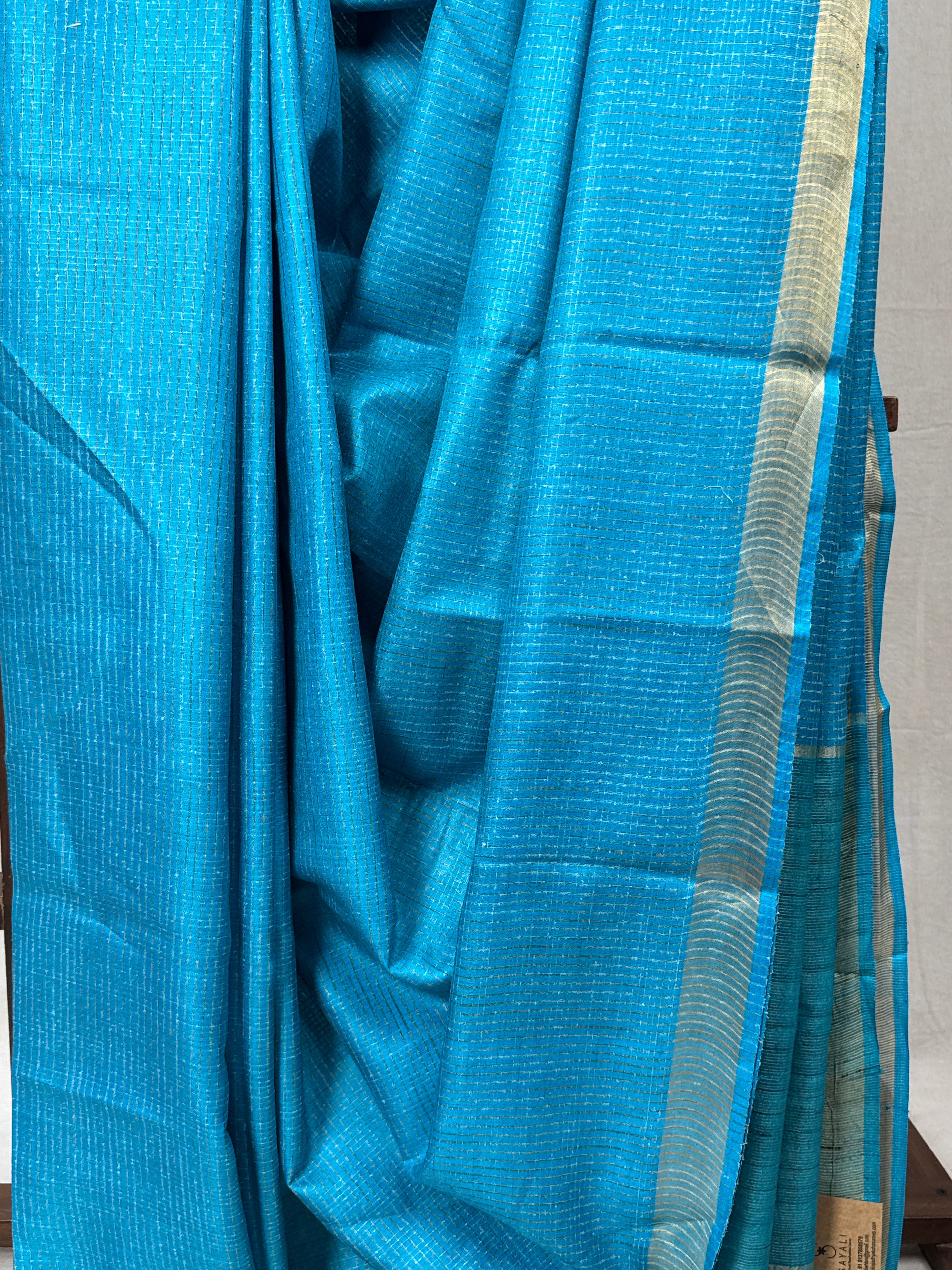 Sky Blue Tussar Silk Saree - SRSBTSS1737