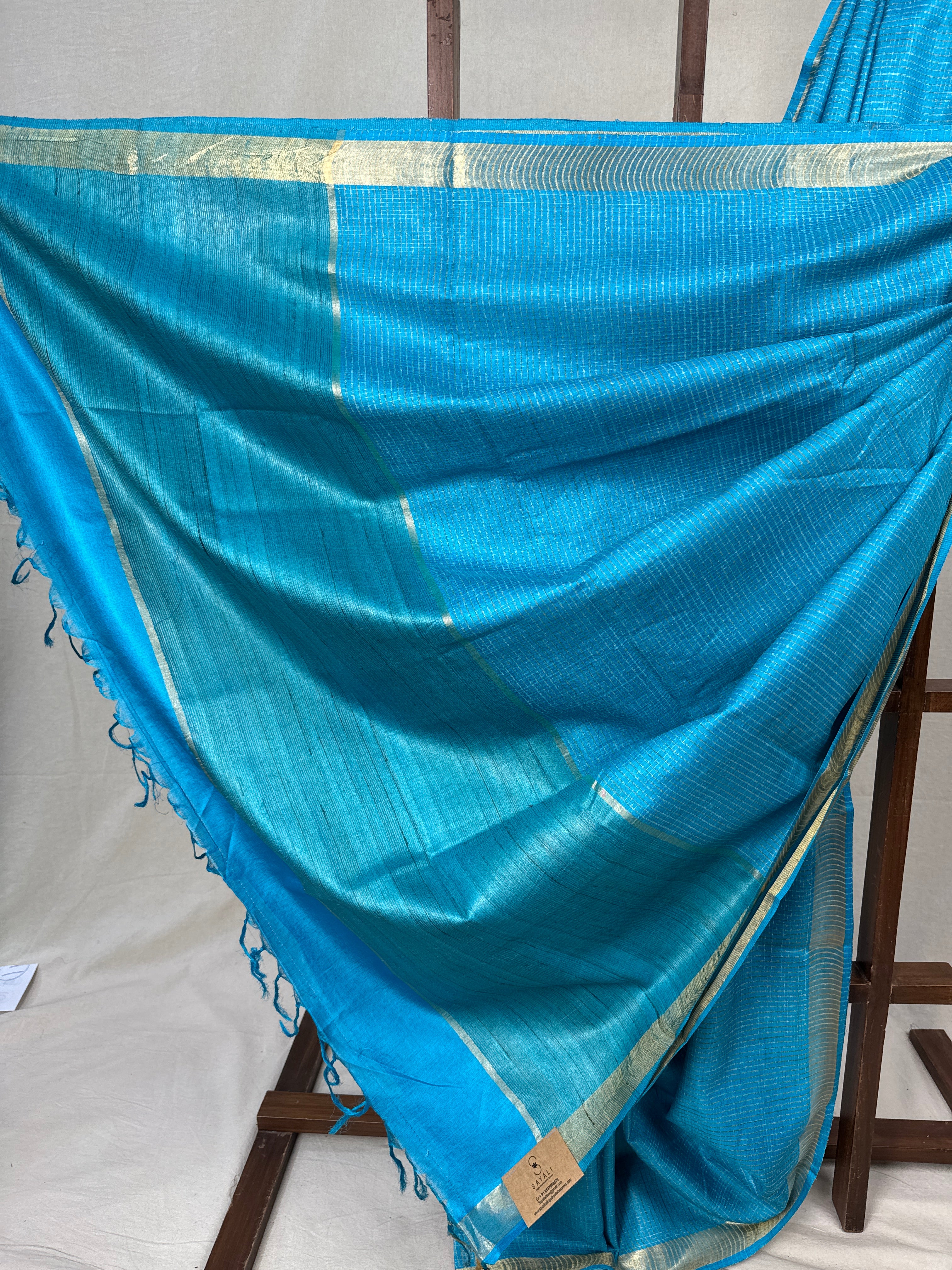 Sky Blue Tussar Silk Saree - SRSBTSS1737