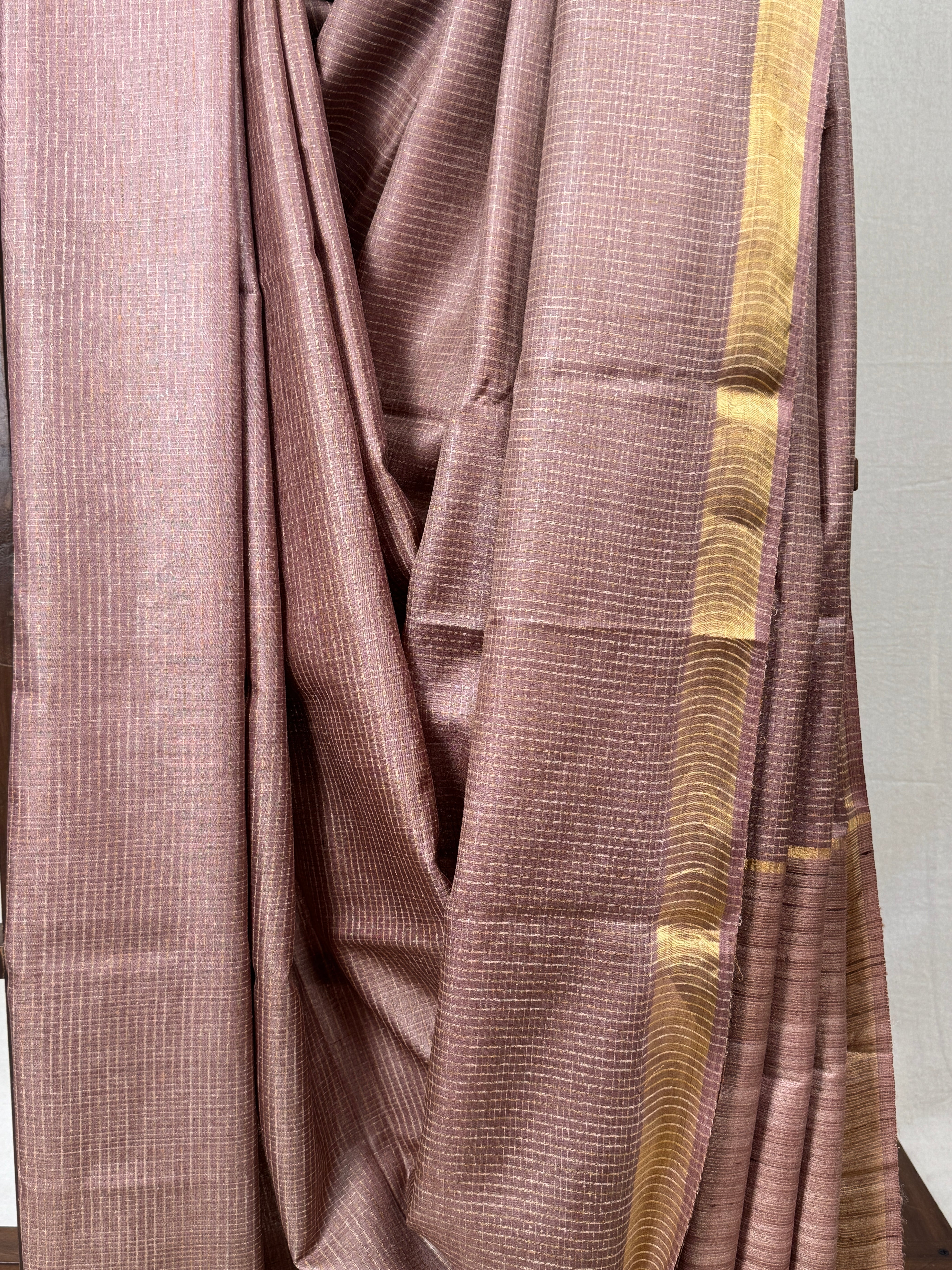 Light Mauve Tussar Silk Saree - SRLMTSS1735
