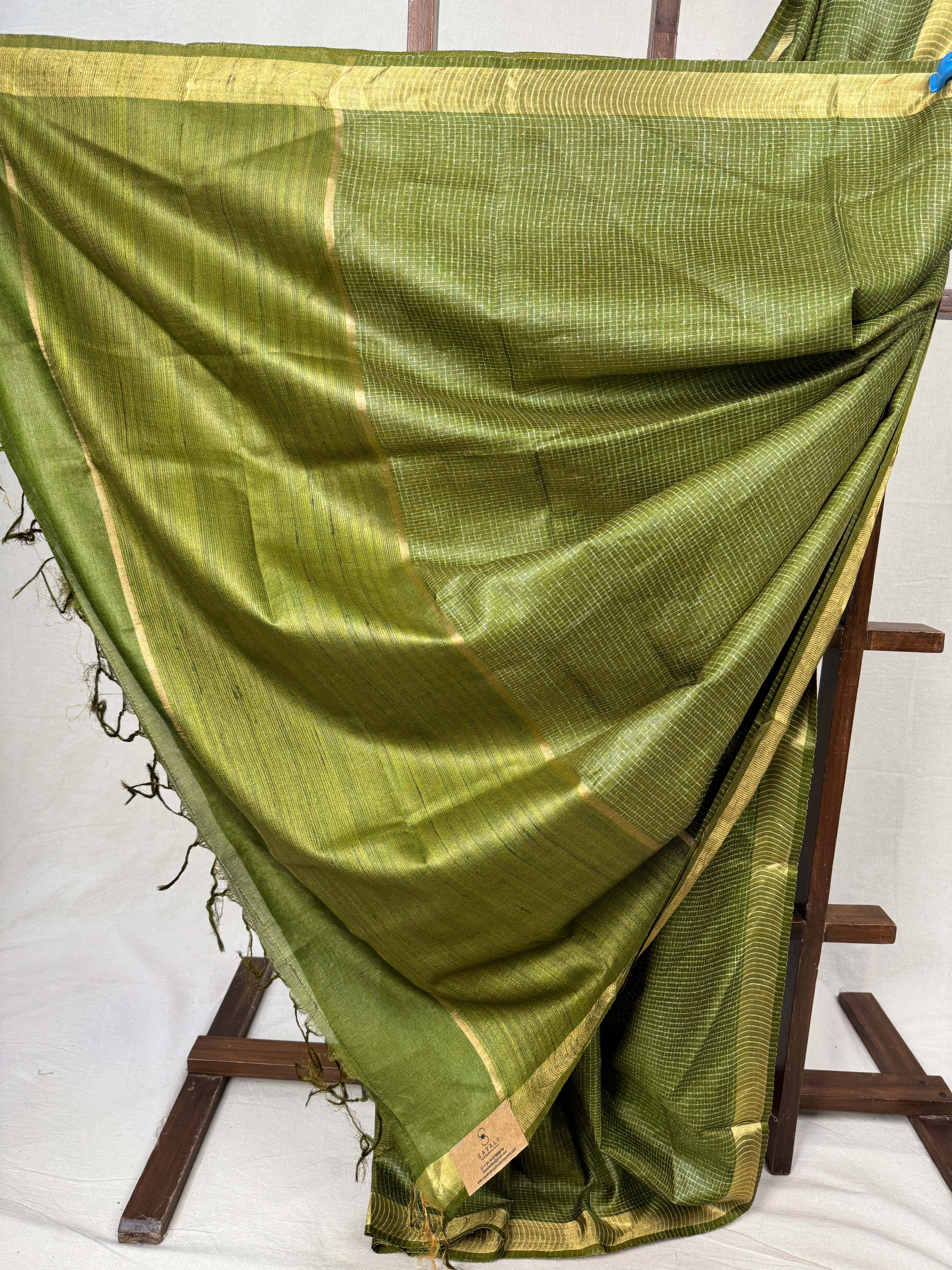 Green Tussar Silk Saree - SRGTSS1733