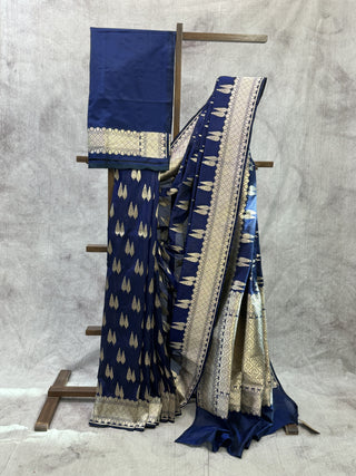 Navy Blue Banarasi Silk Saree-SRNBBSS239