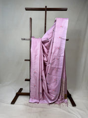 Lilac Machine Embroidered Tussar Silk Saree - SRLMETSS1517