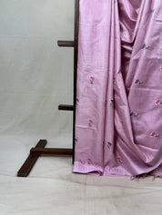 Lilac Machine Embroidered Tussar Silk Saree - SRLMETSS1517
