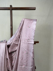 Pastel Lilac Machine Embroidered Tussar Silk Saree - SRPLMETSS1515