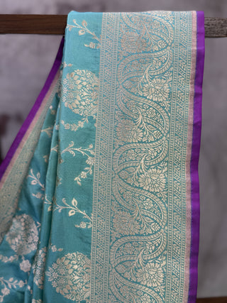 Pastel Blue Banarasi Silk Saree-SRPBBSS243