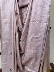 Pastel Lilac Machine Embroidered Tussar Silk Saree - SRPLMETSS1515