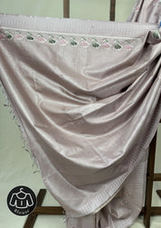 Pastel Lilac Machine Embroidered Tussar Silk Saree - SRPLMETSS1515