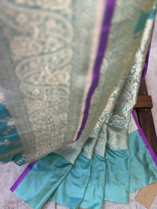 Pastel Blue Banarasi Silk Saree-SRPBBSS243