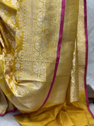 Yellow Banarasi Silk Saree-SRYBSS240