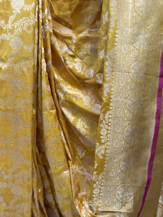 Yellow Banarasi Silk Saree-SRYBSS240