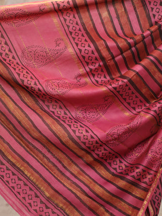 Pink Vanaspati HBP Cotton Silk Chanderi Saree-SRPCSCS247