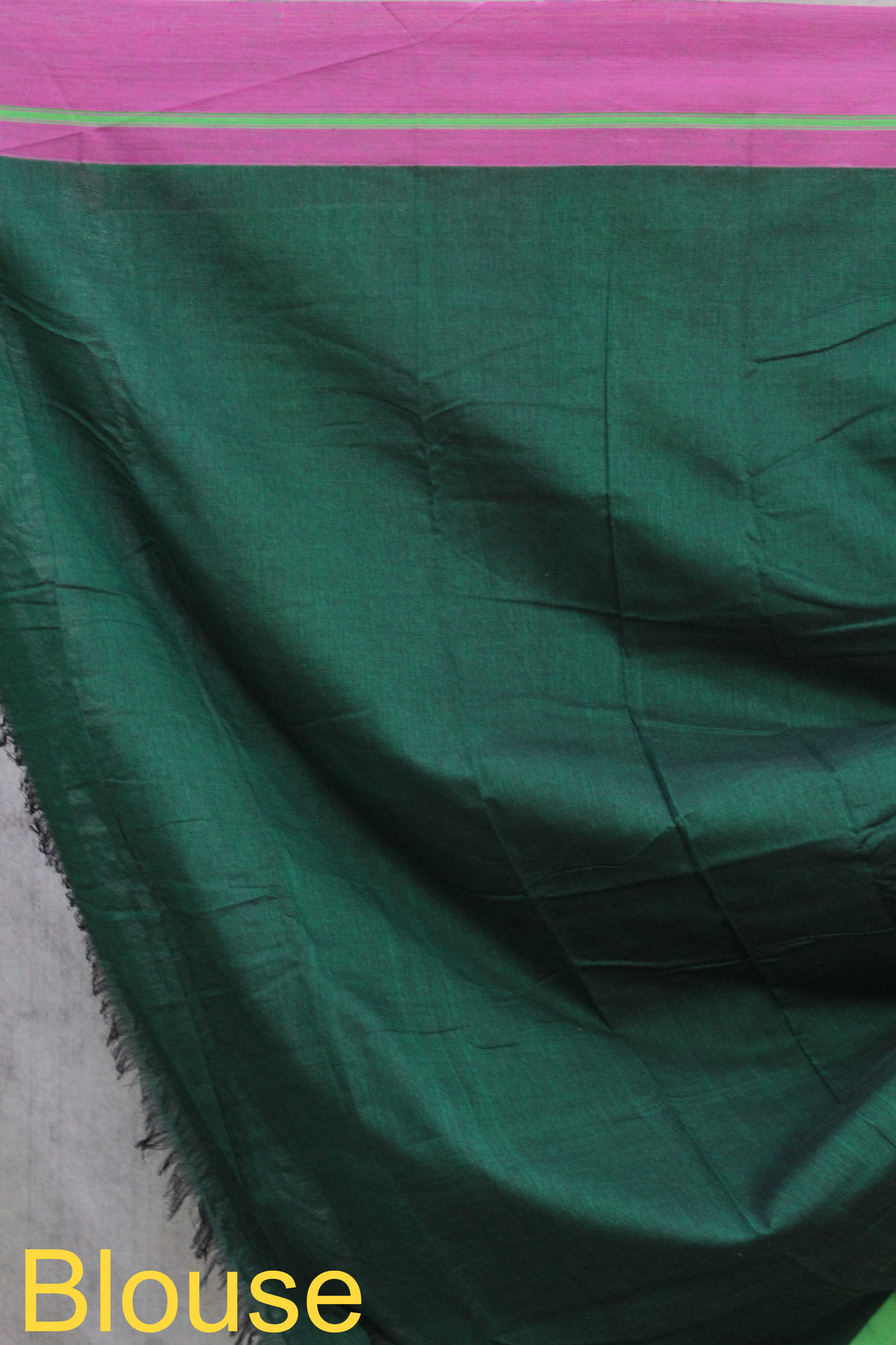 Dark Green Plain Cotton Patteda Anchu Saree - SRDGPAS119