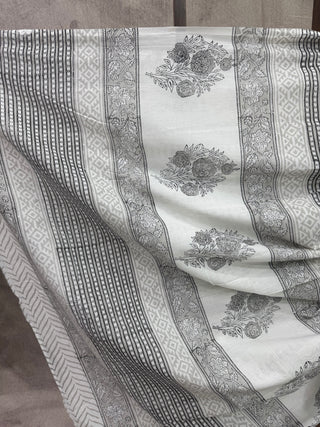 Grey-White HBP Cotton Saree - SRGWCS1449